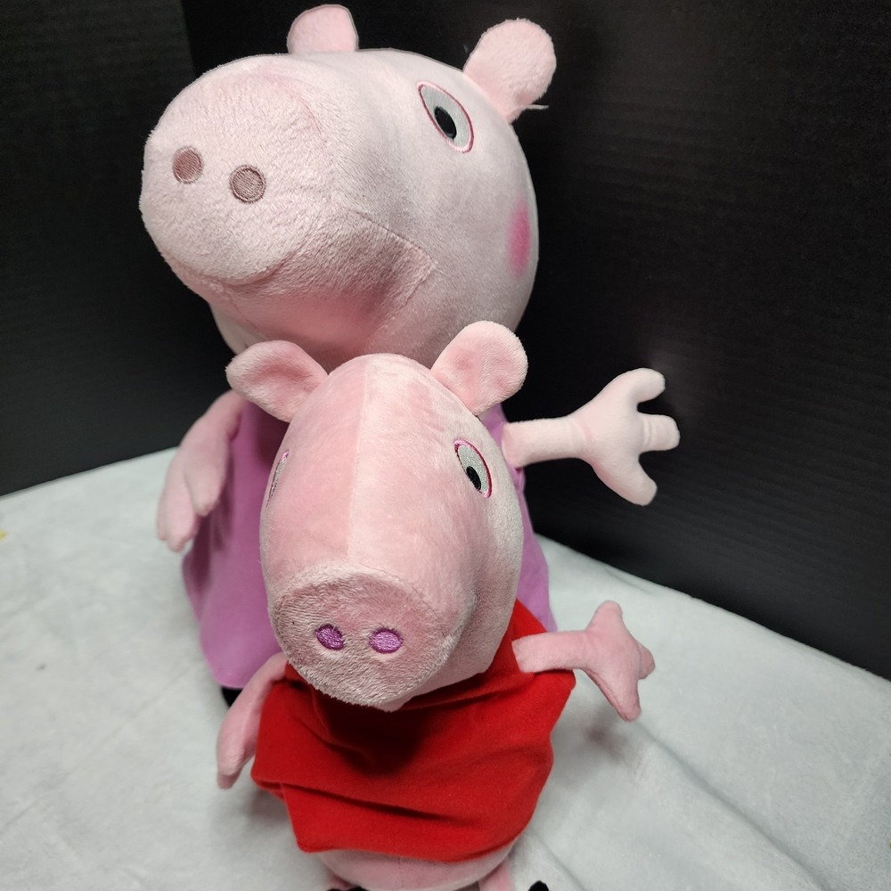 Peppa Pig and George Pig Plush Stuffed Animal Toy Set Pink Red 12" and 8"